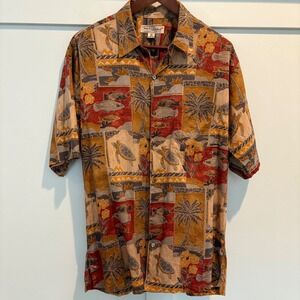 Tori Richard Honolulu Cotton Lawn Hawaiian Shirt Men Medium Olive Geen USA Made